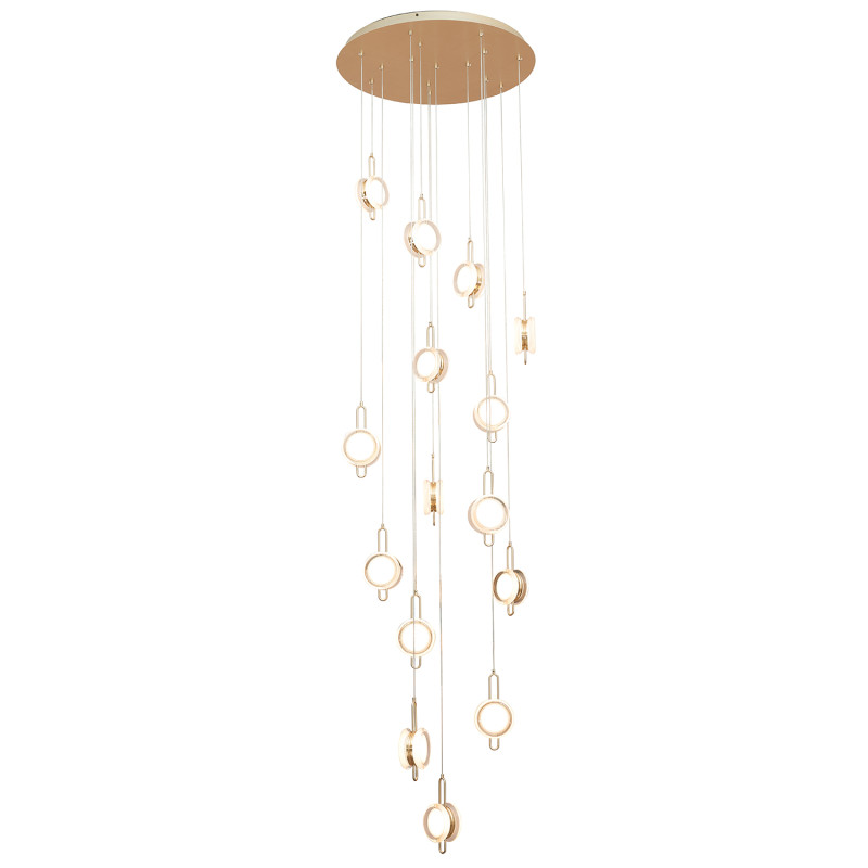 Каскадная люстра 60*300 см, 128W, Favourite Yo-yo 4334-32P прозрачный акрил, золото, белый акрил