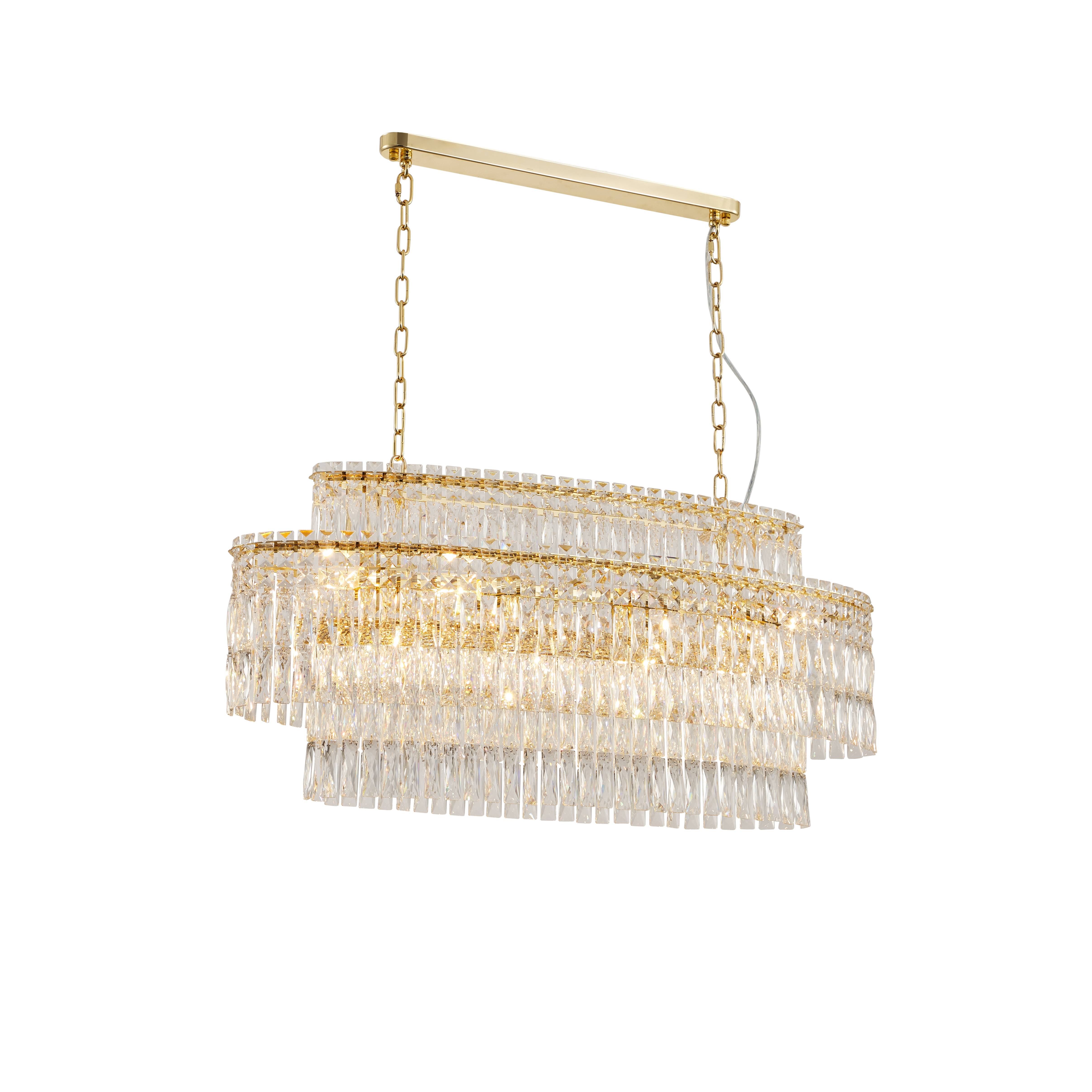 Люстра 1000*300*460, 14*E14, 40W NewRgy Cristallo M32-L1000*W300*H460 H GOLD, H GOLD