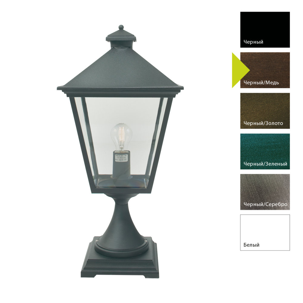 Фонар-пьедестал 30*30*69 см, E27*100 (накал.) 77 (гал.)W, Natural Concepts Norlys London Big 291BD, BC (Черный/Медь)