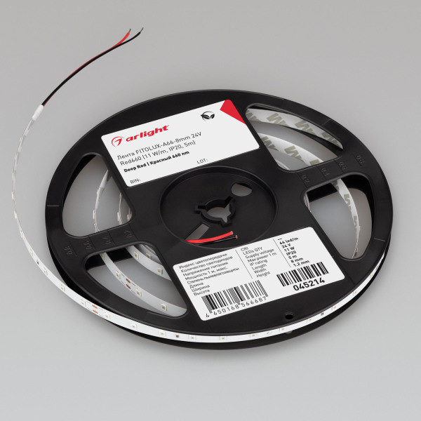 Лента FITOLUX-A66-8mm 24V Red660 (11 W/m, IP20, 5m) (Arlight, Открытый) 045214. Цена указана за 5 метров. Продается кратно 5 метрам.