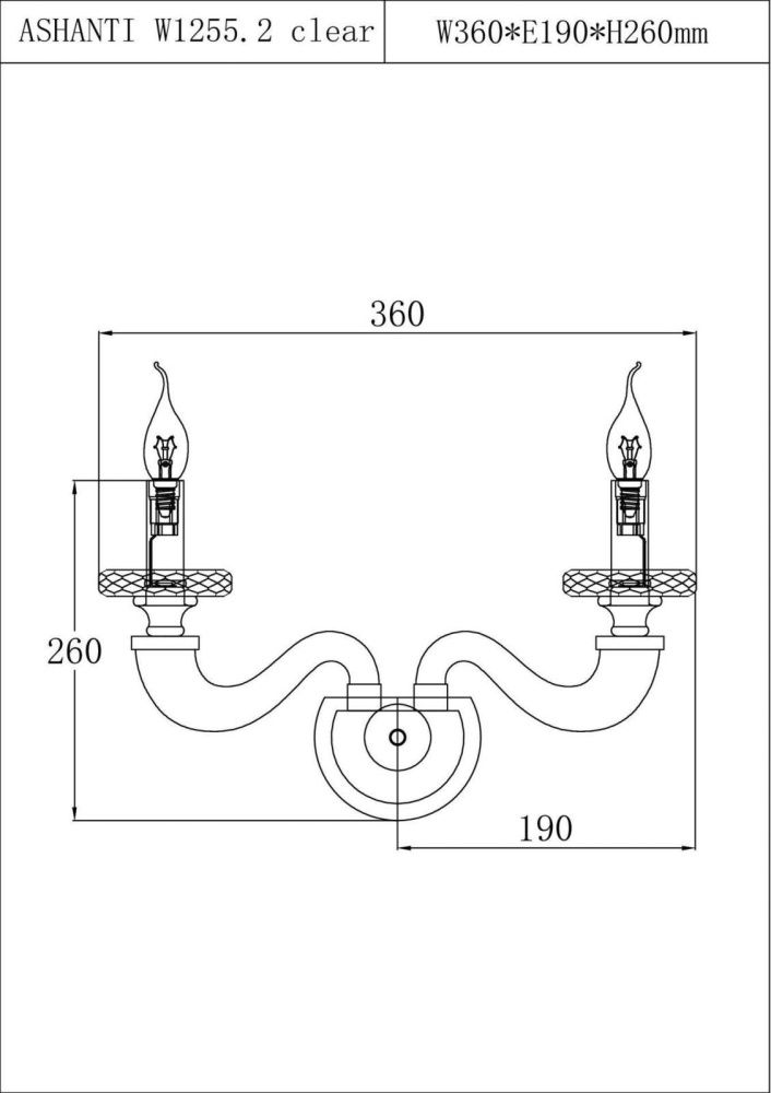 Бра 19*36*28 см, 2*E14*40W, Lucia Tucci Ashanti Ashanti W1255.2 clear, Прозрачный