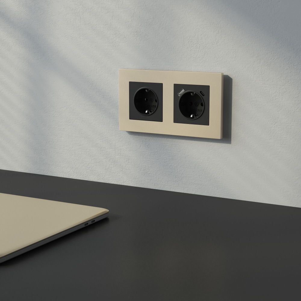 W0022911 Рамка на 2 поста Slab, шампань софт Werkel, 4690389218378