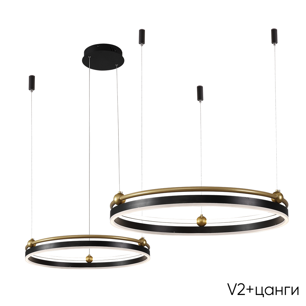 Светильник 80 см, 123W, 3000-6300K, Crystal Lux FERNANDO SP123W LED BLACK/GOLD, черный-золото