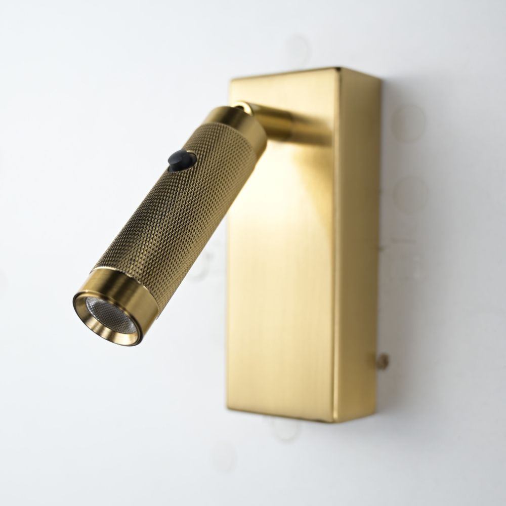 Бра Chelsom WALL LED KNURL BRASS 13*5*13 см, 1*LED*3W, 4000K, ImperiumLoft 44.603, Латунь