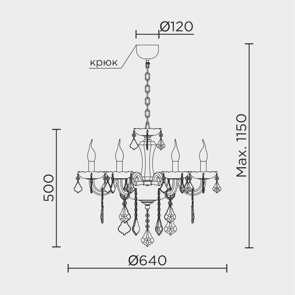Подвесная люстра 64*64*115 см, Е14 6x40W, , Золото MODELUX premium ML.7151.6P