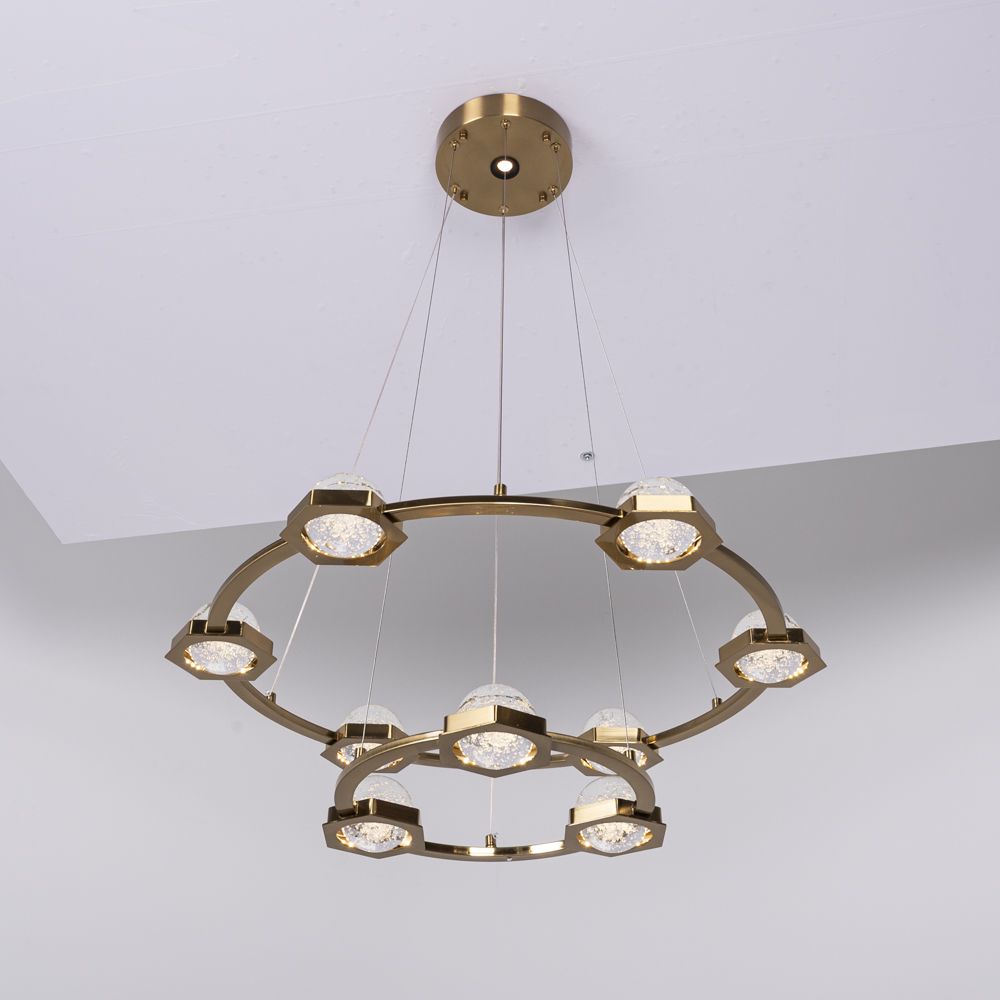 Подвесная люстра WALSH L10 70*70*150 см, 10*LED*5W, 3000K, ImperiumLoft 195470-23, Латунь