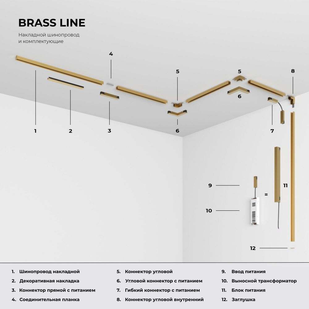 Brass Line Шинопровод накладной латунь 2м 85227/00 Elektrostandard Line Magnetic 4690389219085, a072146