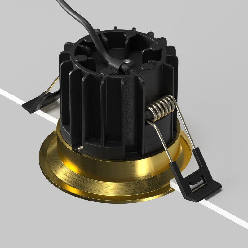 Встраиваемый светильник 8*8*6 см, LED, 12W, 3000К, Maytoni Technical ROUND DL058-12W3K-BS латунный