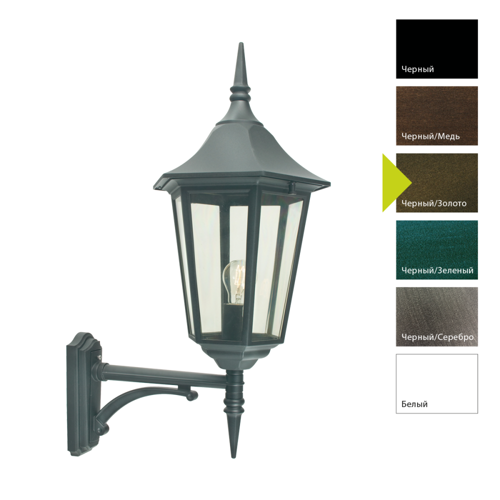 Настенный фонарь 47*32*96 см, E27*100 (накал.) 77 (гал.)W, Natural Concepts Norlys Modena Big 1340GR, BD (Черный/Золото)