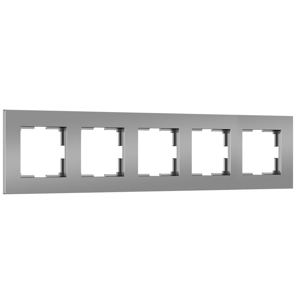 W0052965/ Рамка на 5 постов Slab (серебро софт) Werkel
