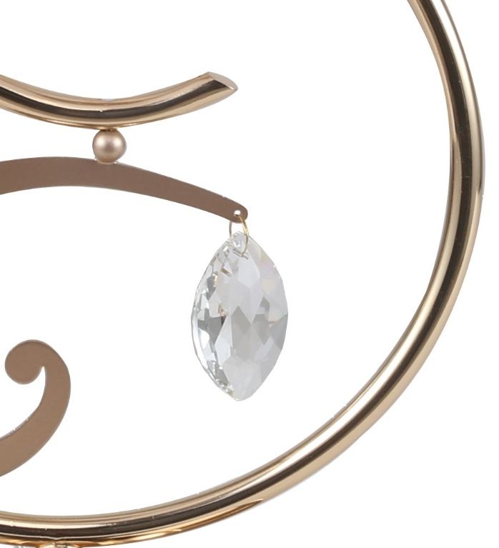 Настольная лампа F-Promo Charm 2756-1T, D270*H480, французское золото, плафон из белой ткани с золотой лентой, подвес из хрусталя высшего качества