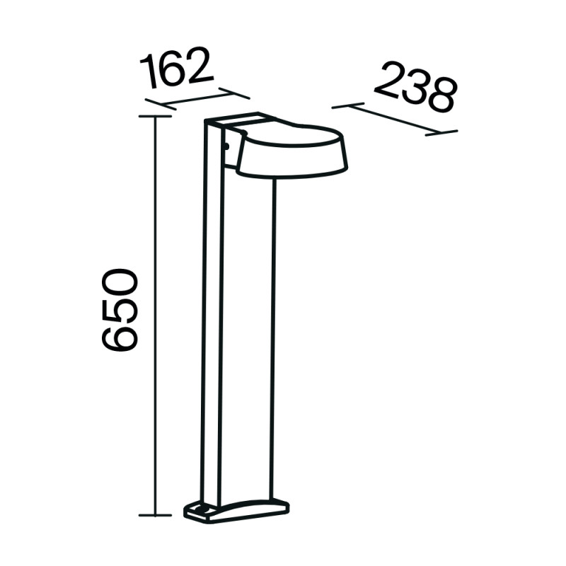 Садово-парковый светильник 23,8*16,2*65 см, LED, 12W, 3000К, Maytoni SHARE O443FL-L12GF3K серый
