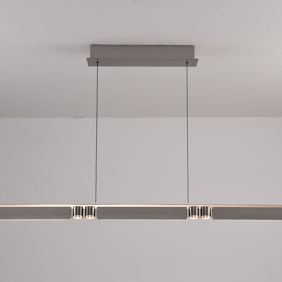 Подвесной светильник 120*2-150 см, LED*33W, 3000-6000K, iLedex Vision 9309D-1200-2 GR+BK, Серый/Черный
