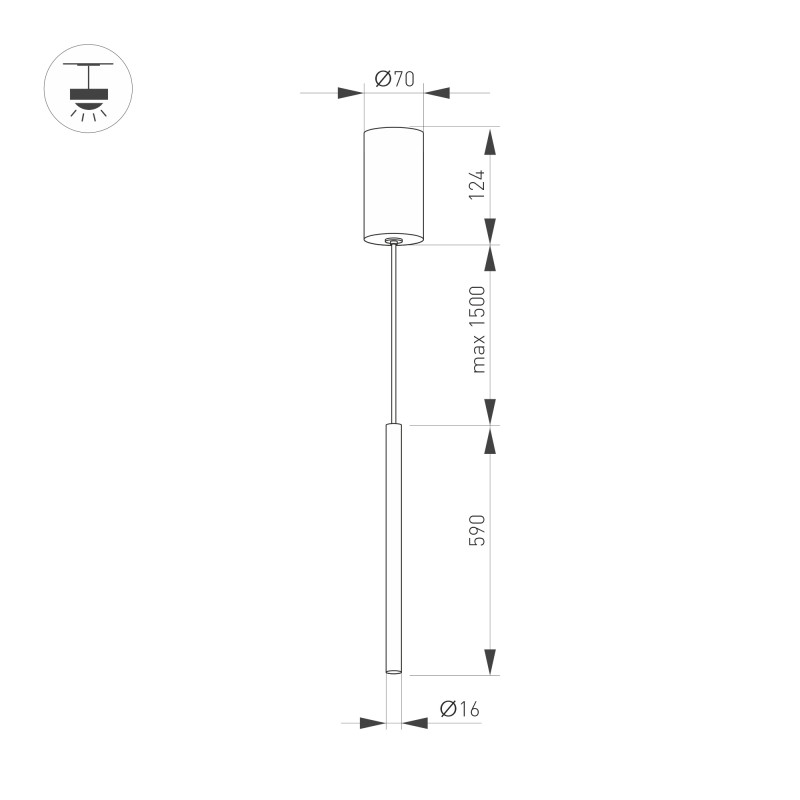 Подвесной светильник Arlight 036949 *1,6*221,4 см, 10W, белый (теплый)K,