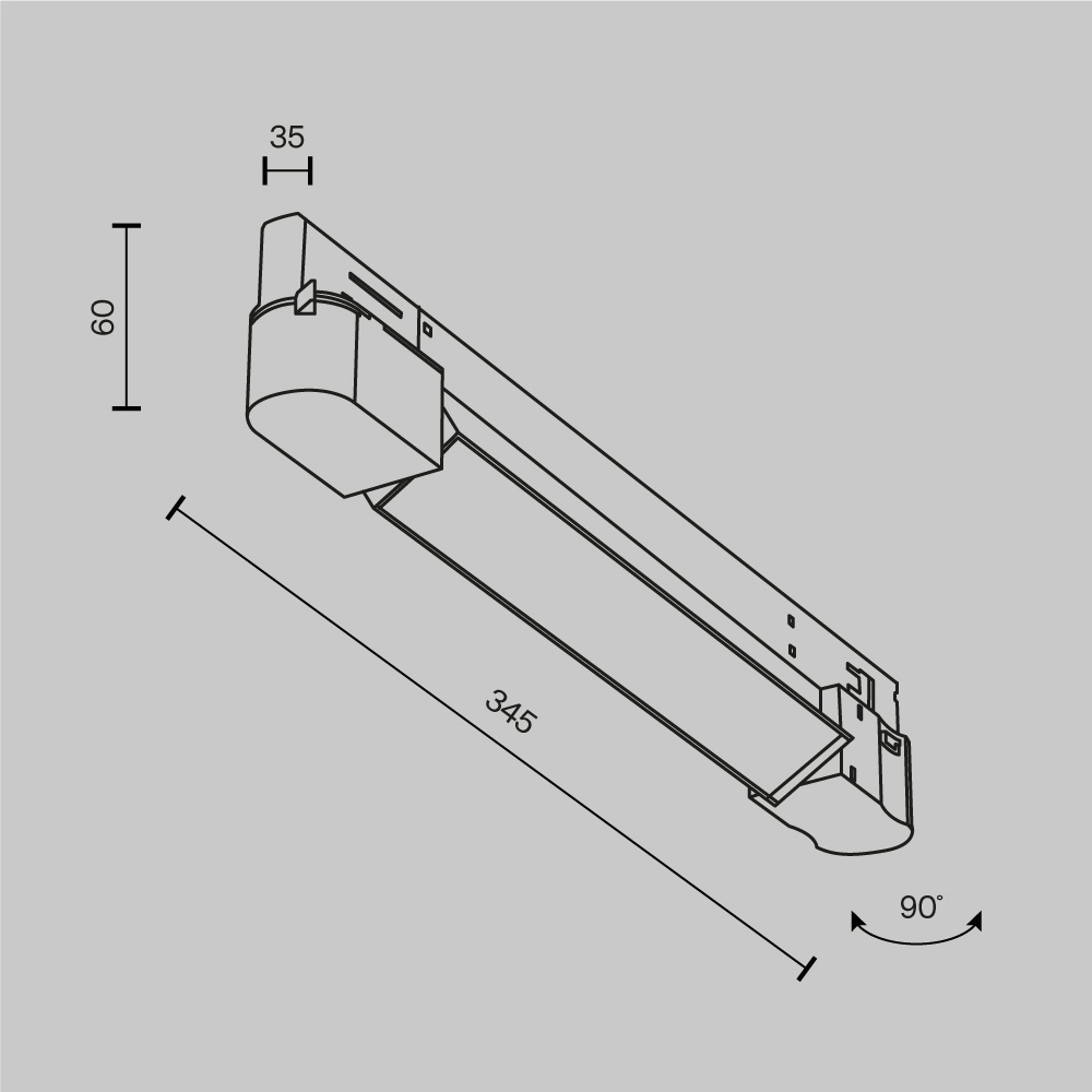 Трековый светильник 34,5*3,5*-6 см, *LED*10W, 4000K, Maytoni Technical Basis TR196-3-10W4K-B(N), Черный