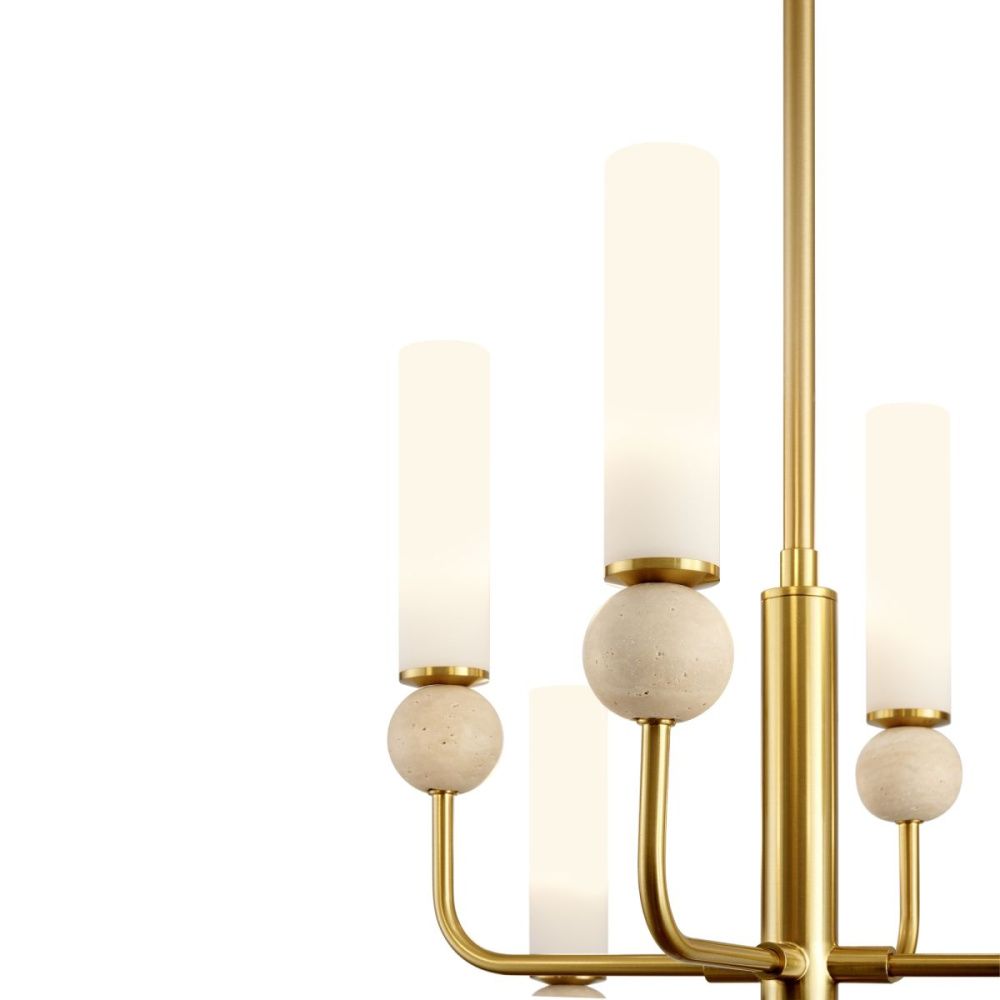 Люстра на штанге 60 см, Freya Sunspot FR5482CL-08BS, латунь