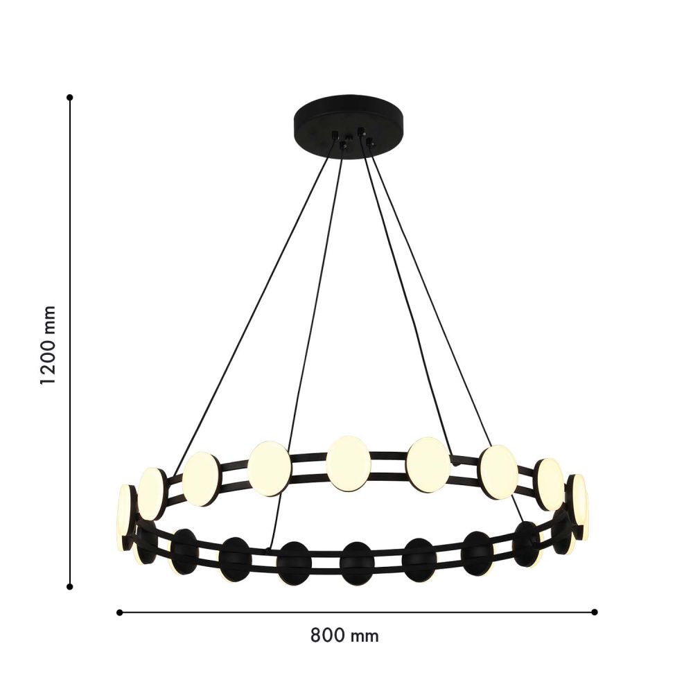 Подвесная люстра 80*10,5-120 см, 8*LED, 2W, 3000K, F-Promo Moti 4601-8P, черный