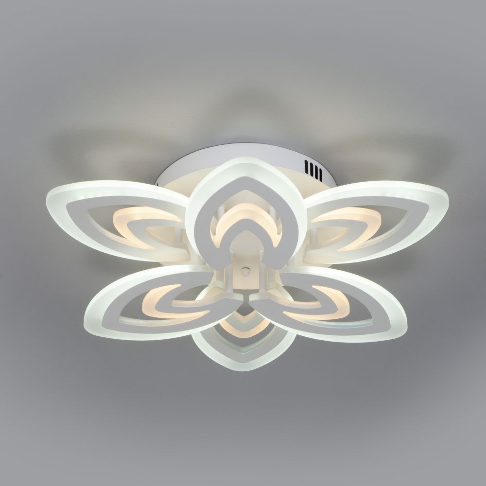 Потолочная люстра с пультом Floritta Eurosvet 90227/6, 77W LED, 3300-6500K, диаметр 47 см, белый