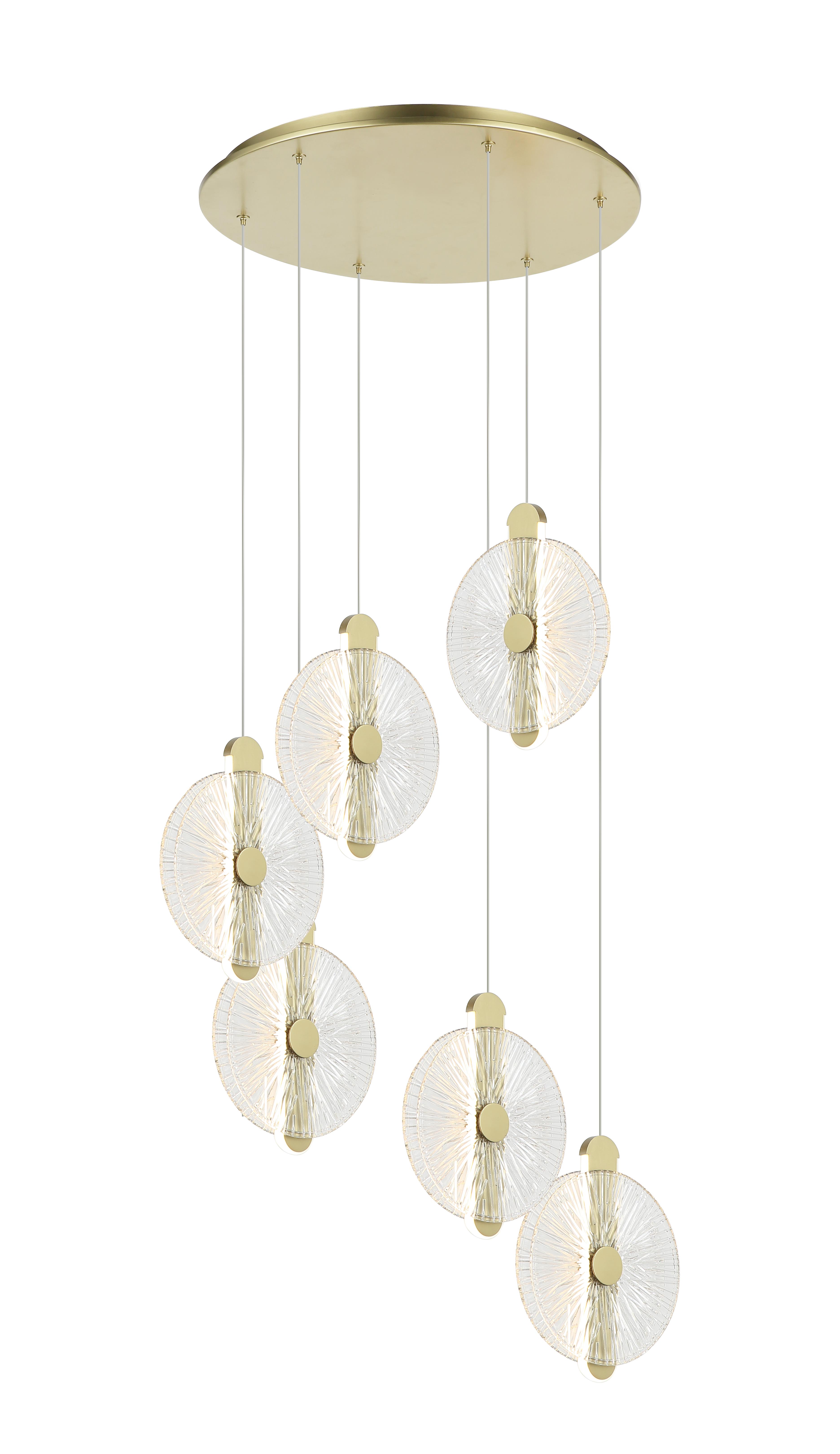 Люстра  500*250-1500, LED, 49W 4000K NewRgy LOFT 7055RMD-6BSP/CL BRASS PAINTED METAL, BRASS PAINTED METAL
