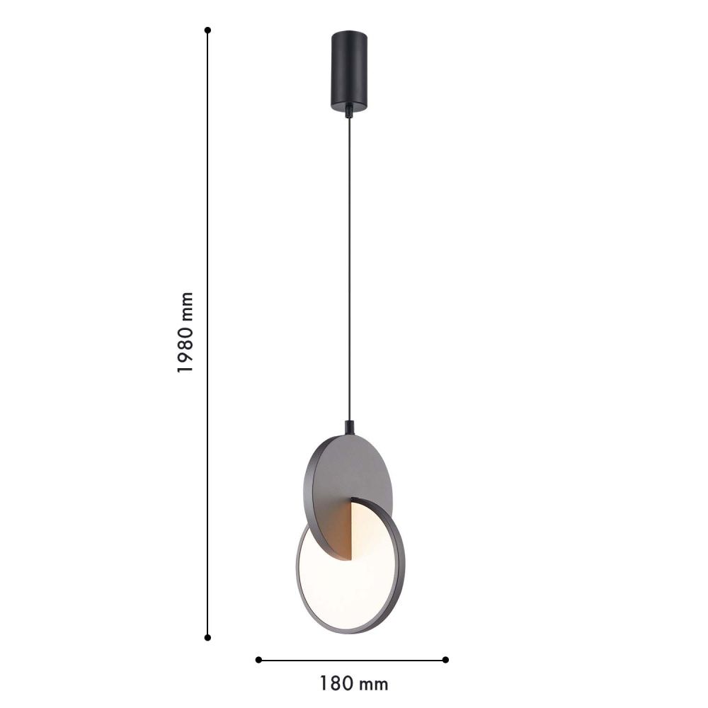 Подвес 17*40,5-198 см, 1*LED, 7W, 3000K, F-Promo Grahan 4609-1P, черный матовый