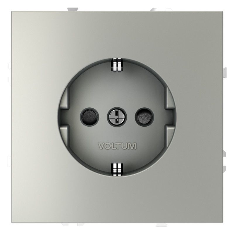 Розетка встраиваемая Voltum S70 с заземлением и защитными шторками, 16А, сталь пластик Soft touch VLS040205