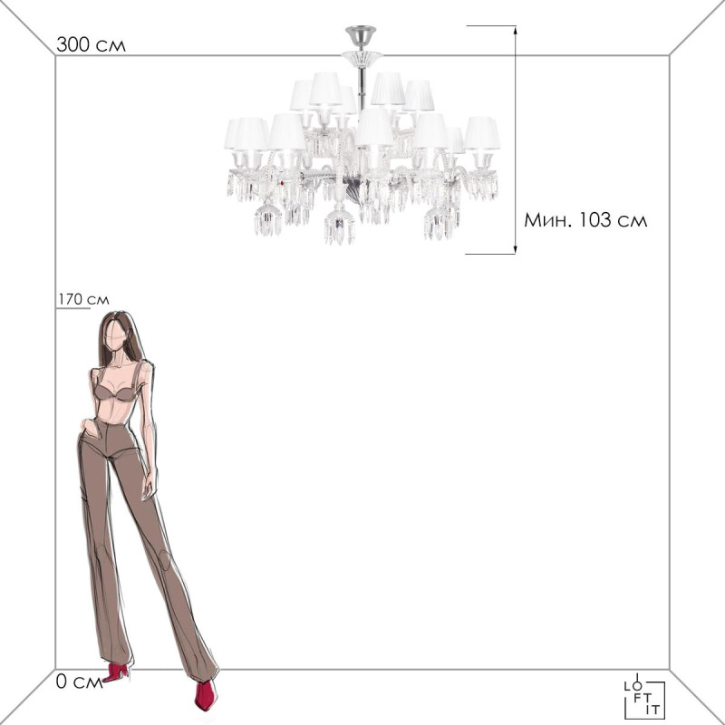 Подвесной светильник 124 см LOFT IT Flambeau 10209/24 прозрачный