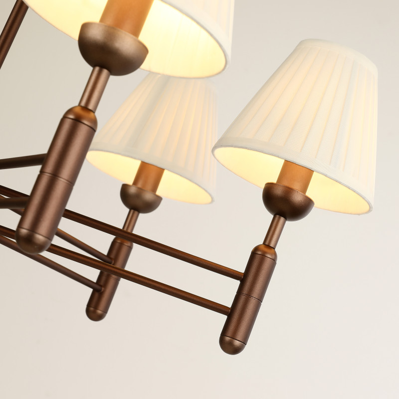 Подвесная люстра Favourite Avangard 2953-6P, D750*H510/1510, каркас золотисто-коричневого цвета, плафоны из белой ткани