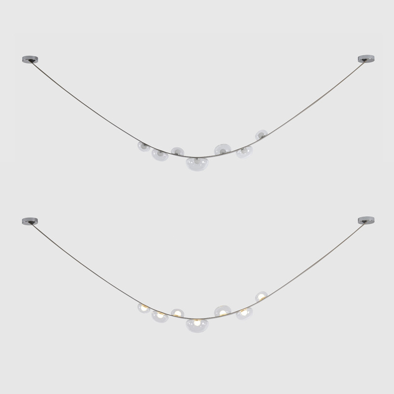 Светильник подвесной 304*8*9,5 см, LED 7*5W 3000K Crystal Lux BOSQUE SP7 L3000 GREY/TRANSPARENT серый
