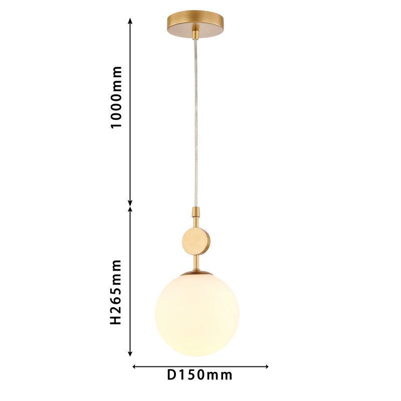 Подвес Favourite Absolute 2928-1P, D150*H265/1310, каркас золотого цвета, плафон из стекла цвета опала