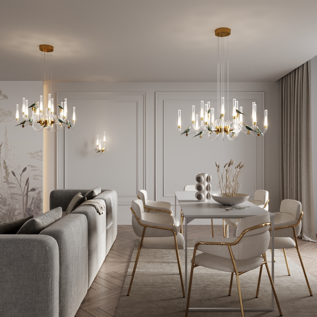 Светильник 93 см, 37W, 4000K, Odeon Lark 5431/37L, золото