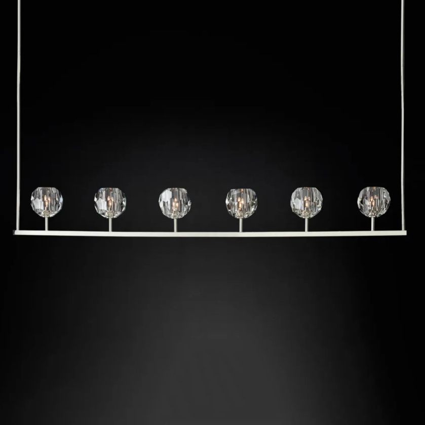 Люстра RH Boule De Cristal Linear Chandelier 6 Nickel 168*13*150 см, 6*E14*40W, ImperiumLoft 40,1222, Никель