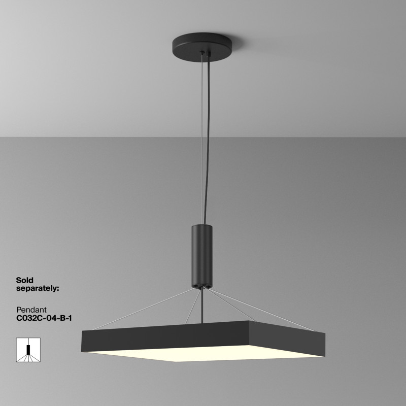 Светильник 60 см,90W, 3000K, Maytoni C032CL-90W3K-SQ-B, черный