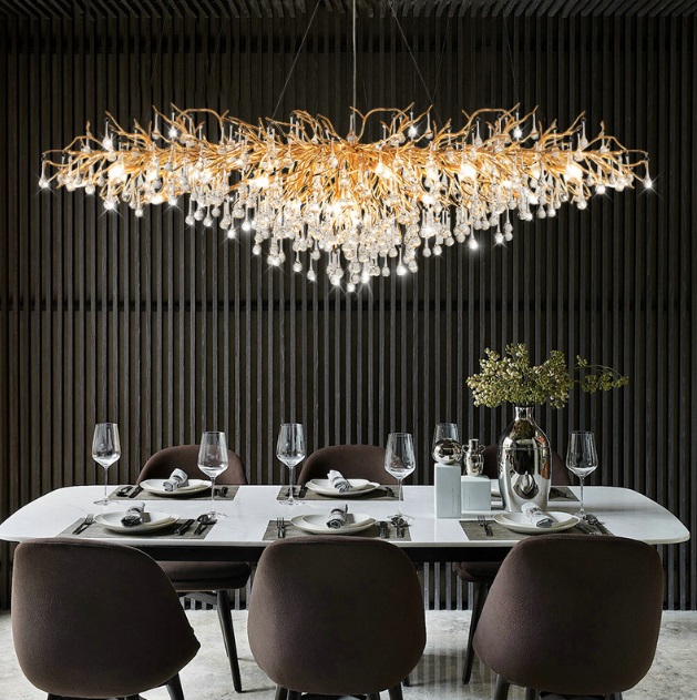 Светильник подвесной ElegantLight DZN-8197 GOLD/ЗОЛОТО D1200*600/H2000/12/G9/35W RAIN 22-07