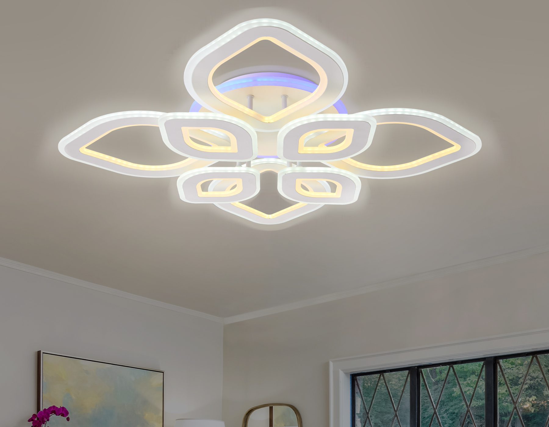 Светильник 77*77*12 см,  190W, 3000К, белый Ambrella Acrylica Original FA8844