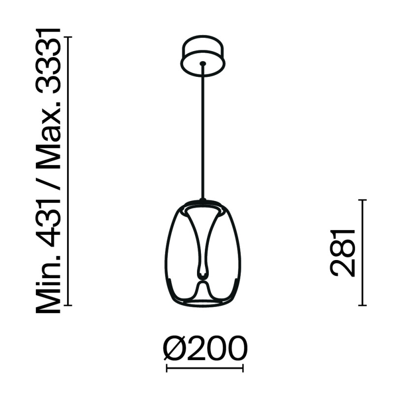 Подвесной светильник 20*20*333,1 см, LED, 7W, 3000К, Maytoni SPLASH MOD282PL-L8G3K1 золотой