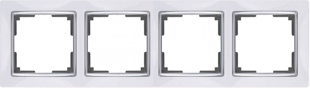 WL03-Frame-04-white /Рамка на 4 поста (белый/хром), 4690389046131