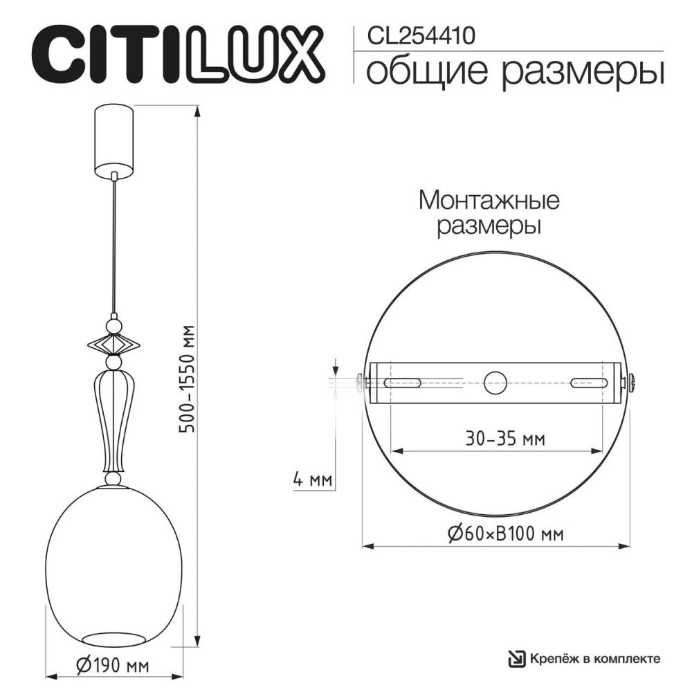 Светильник 19 см, Citilux FERNET CL254410, латунь