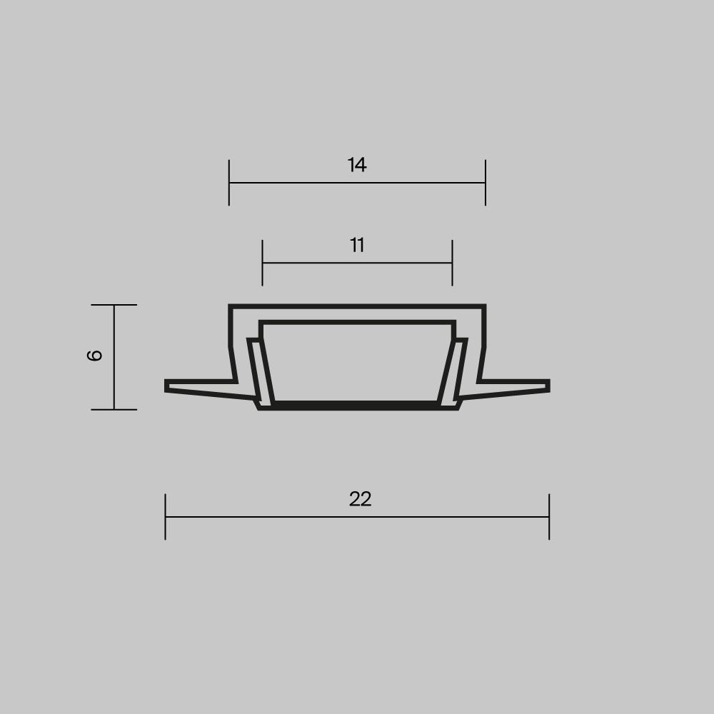 Алюминиевый профиль встраиваемый с накладным фланцем 22x6 (Черный, 2 м), ALM-004-B-2M 632010, 200*2*1 см, Maytoni  632010, Черный