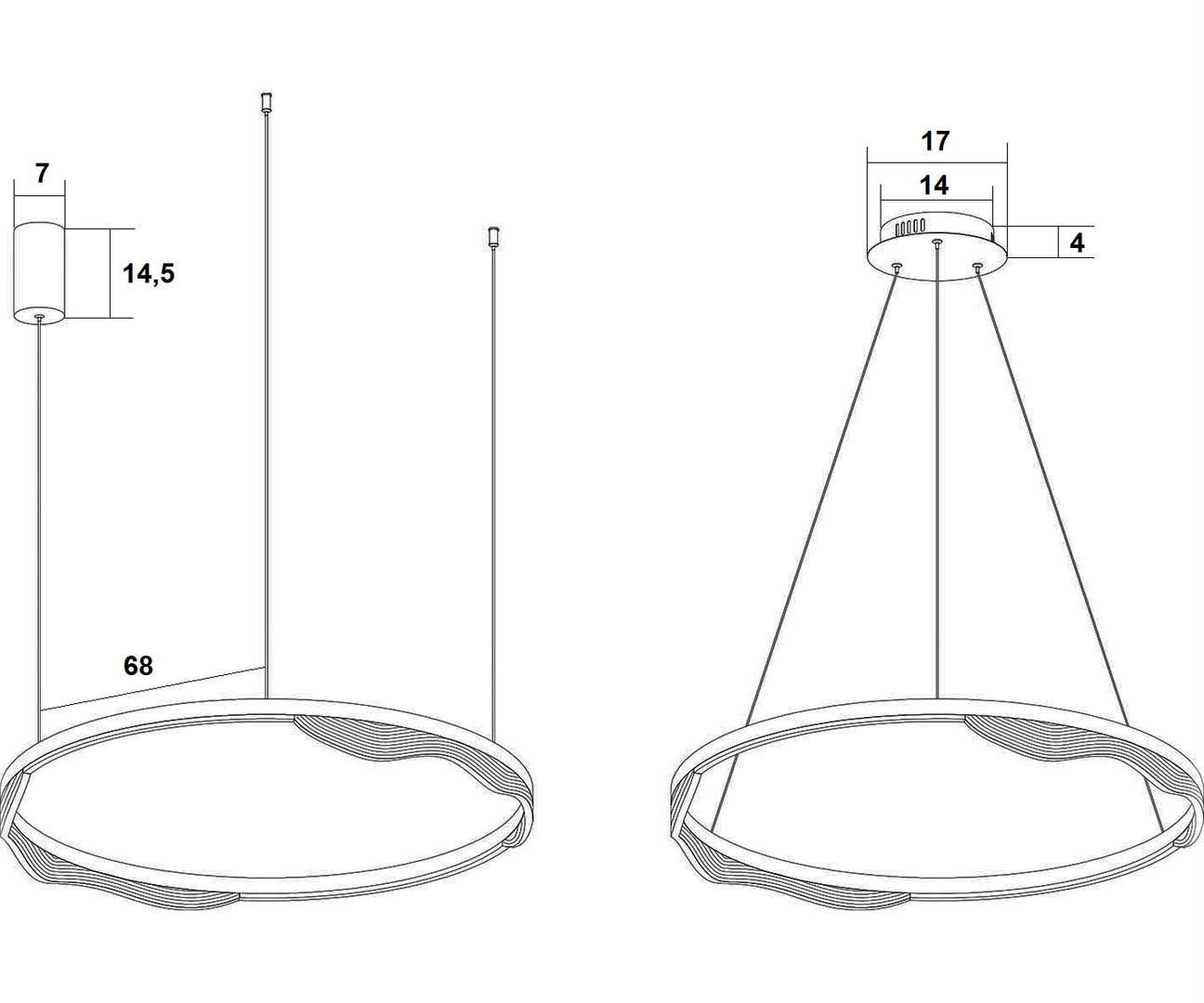 Светильник 80-150 см, 40W, 3000K, 3600 Lm, 10-12 м2 Kink Light Кастела, латунь, 08263-80,36