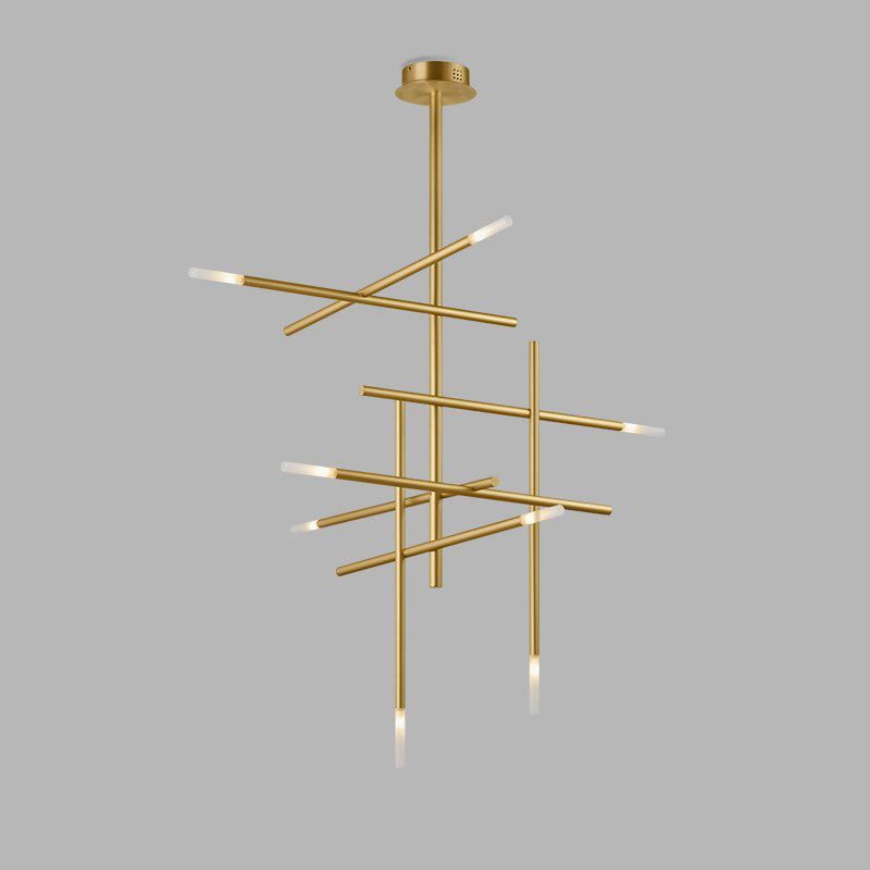 Люстра на штанге TRAVERSE H105 Gold 70*70*105 см, 8*G4*20W, 4000K, ImperiumLoft TRAVERSE01, Золотистый