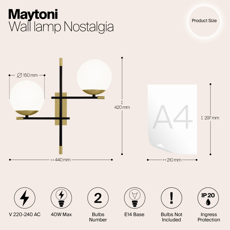 Бра Maytoni Nostalgia MOD050WL-02G, матовое золото
