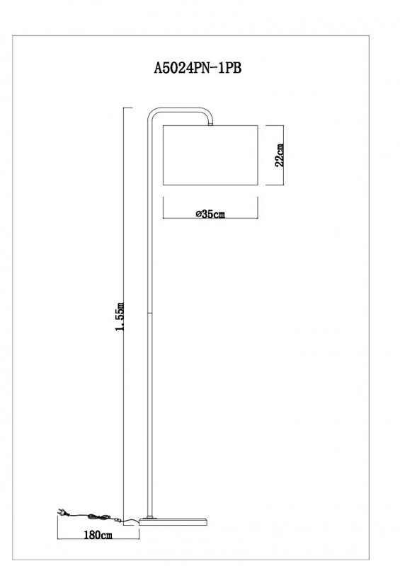 Торшер Arte Lamp Rupert A5024PN-1PB, полированная медь