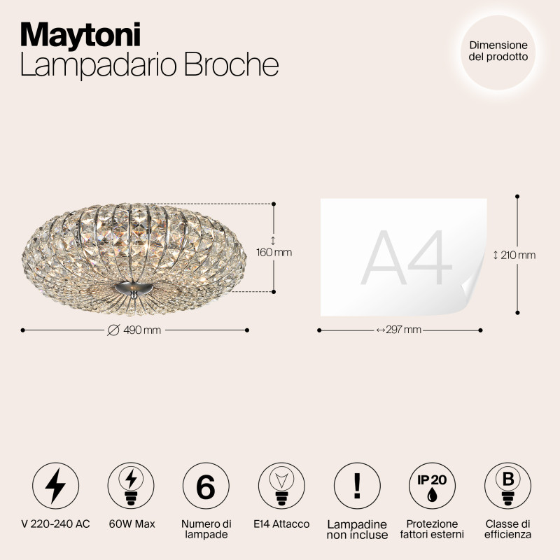 Потолочная люстра диаметр 49 см Maytoni Broche DIA902-06-N  никель