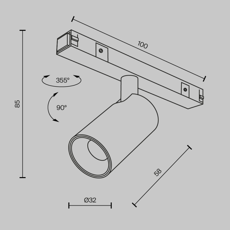 Светильник на шине 3,2*3,2*5,8 см, LED, 5W, 3000-6000К, Maytoni Technical FOCUS LED TR176-1-5WTW-M-B черный