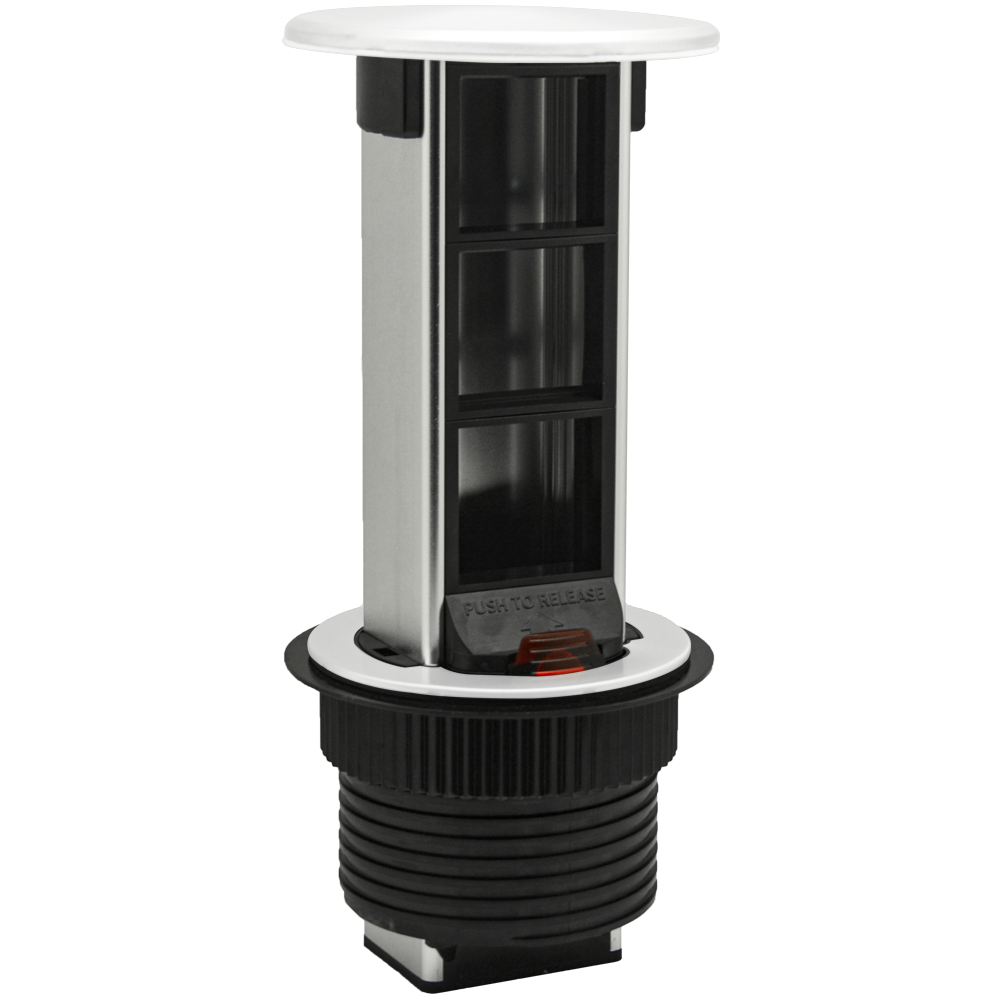 Donel Настольный встраиваемый выдвижной розеточный блок Vertical 6 мод. (3 мод. 45х45), белый, DDSB6V1W