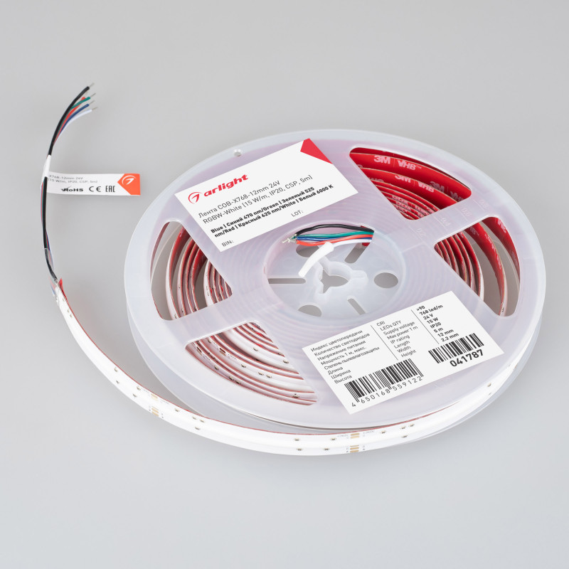 Лента COB-X768-12mm 24V RGBW-White (15 W/m, IP20, CSP, 5m) (Arlight, 5 лет) 041787. Цена указана за 5 метров. Продается кратно 5 метрам.