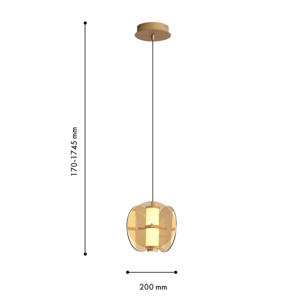 Подвес 20*21-174,5 см, 1*LED, 7,2W, 3000K, Favourite Fada 4624-1P, латунь