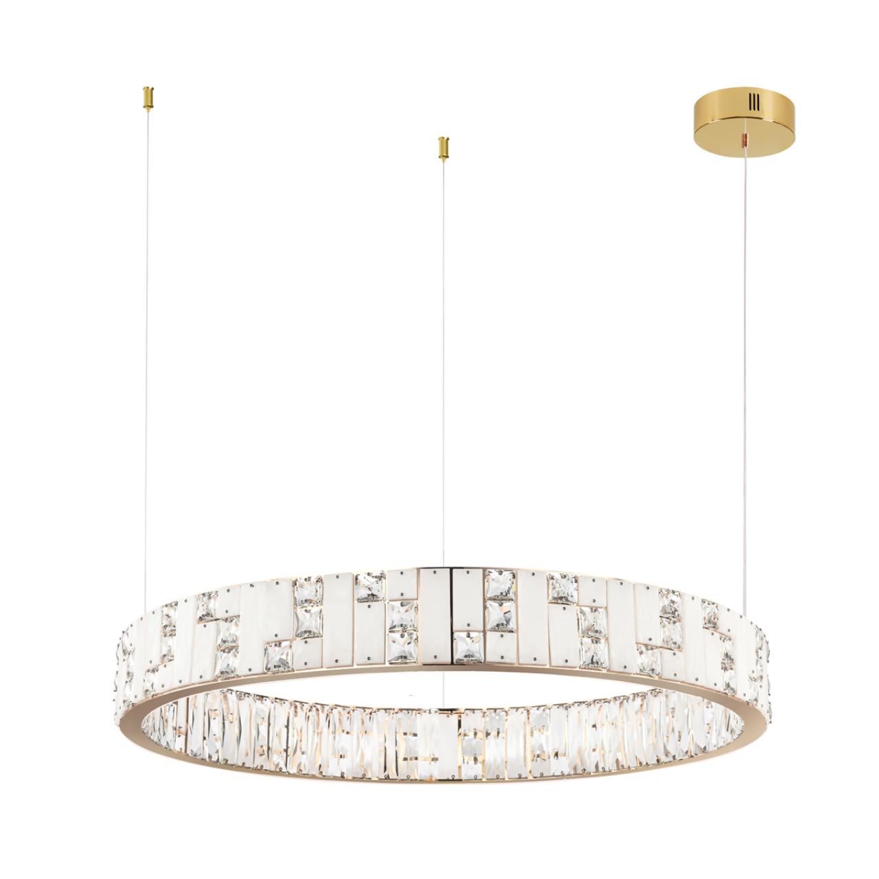 Люстра 60*60*100 см, LED 1*100W, 3700 К, Odeon Light Crossa 5072/100L, золото/прозрачный/белый