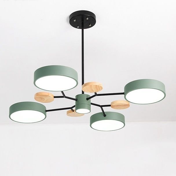 Люстра на штанге MEADE 5 lamps Green 69*69*60 см, 5*LED*16W, 4000K, ImperiumLoft MEADE-01, Чёрный, Бежевый
