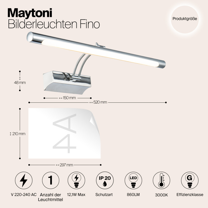 Подсветка 52 см Maytoni Fino MIR003WL-L12CH, хром